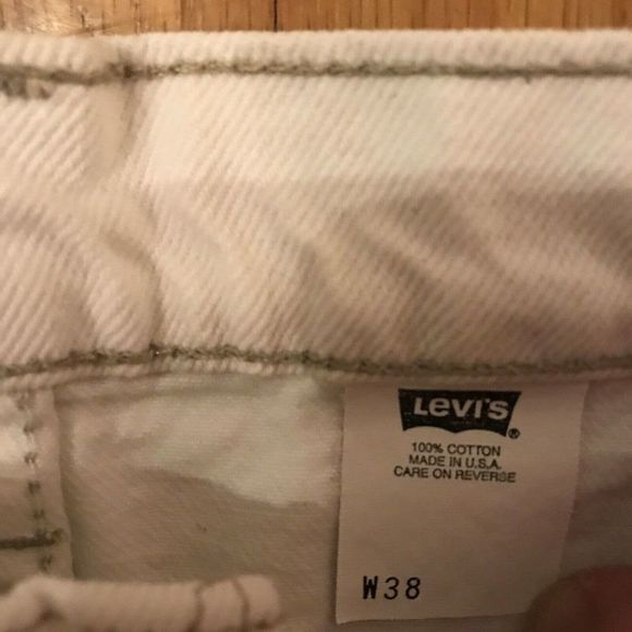 Vtg Levis 550 Men's 38 Orange Tab Denim White Jean Shorts Made In USA - Picture 2 of 5